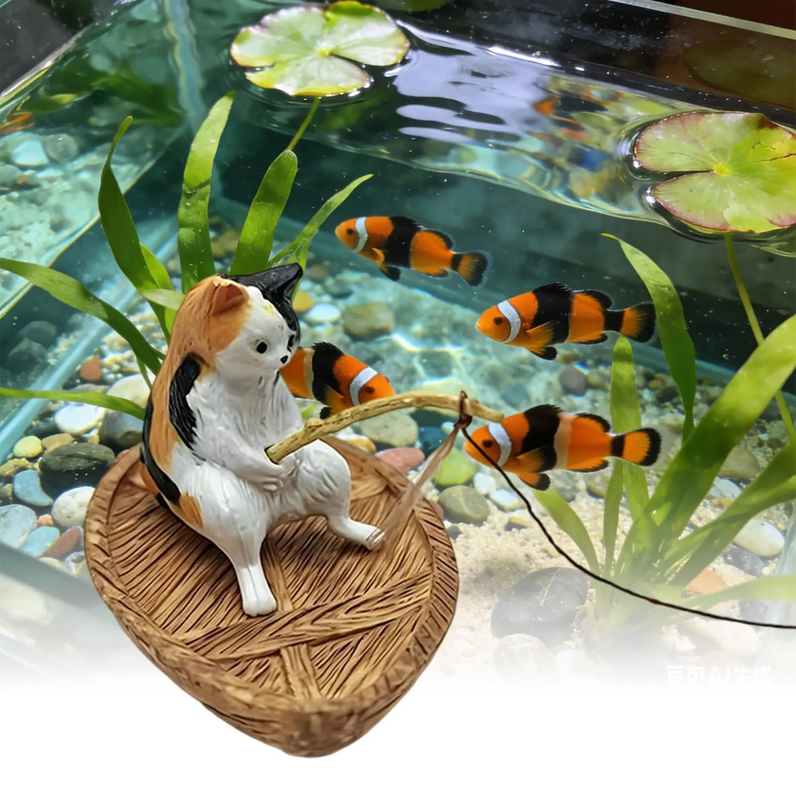 Aquarium-Deko: Niedliches Kätzchen-Angelornament für Fischtanks, Innendekoration für Aquarien, Zubehör für die Aquarienlandschaft. – Detail 4