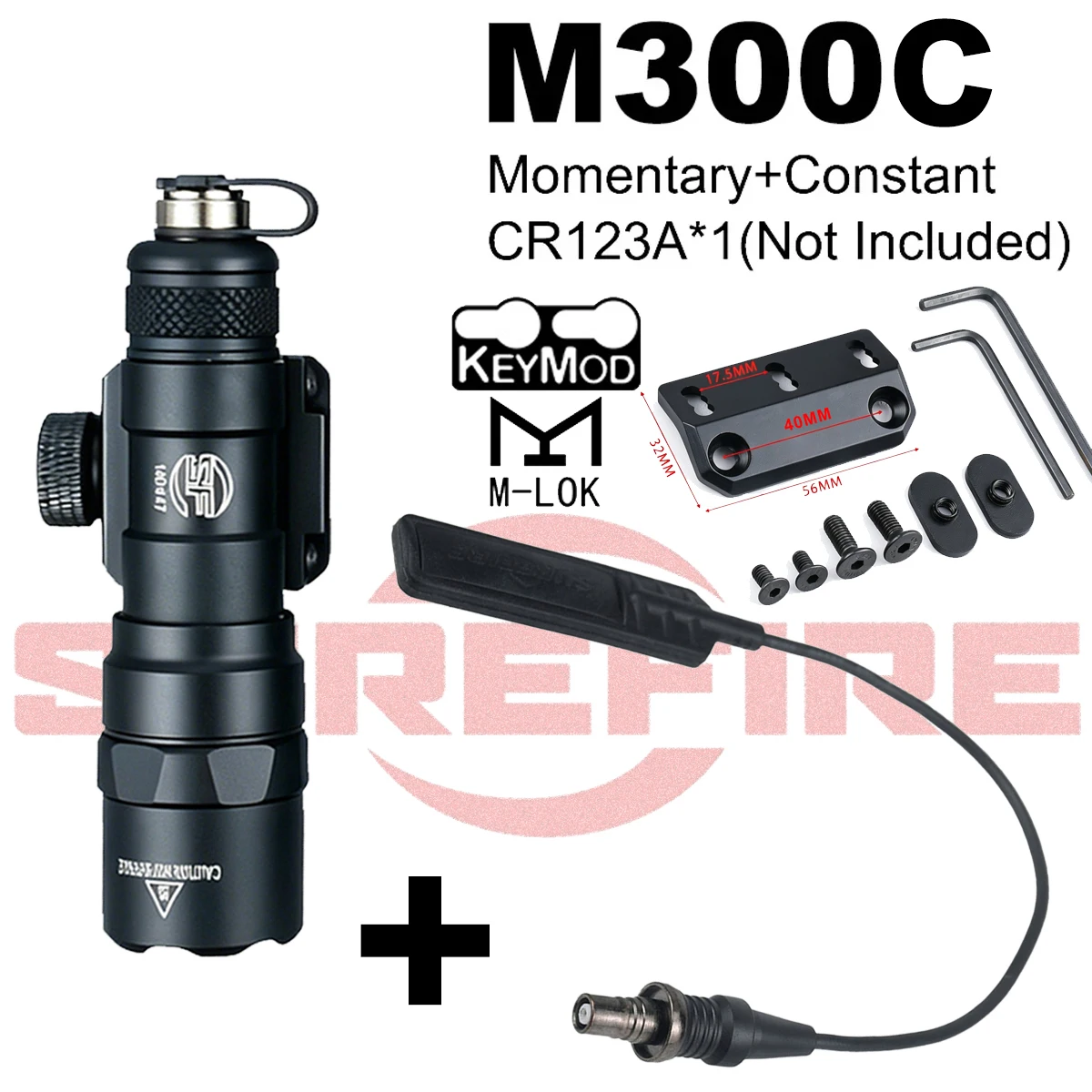 

M300 M600 Offset Mount for SUREFIR Flashlight Keymod MLOK Rail Light Side Metal Base M300B M300C M600B M600C Bracket Aluminum