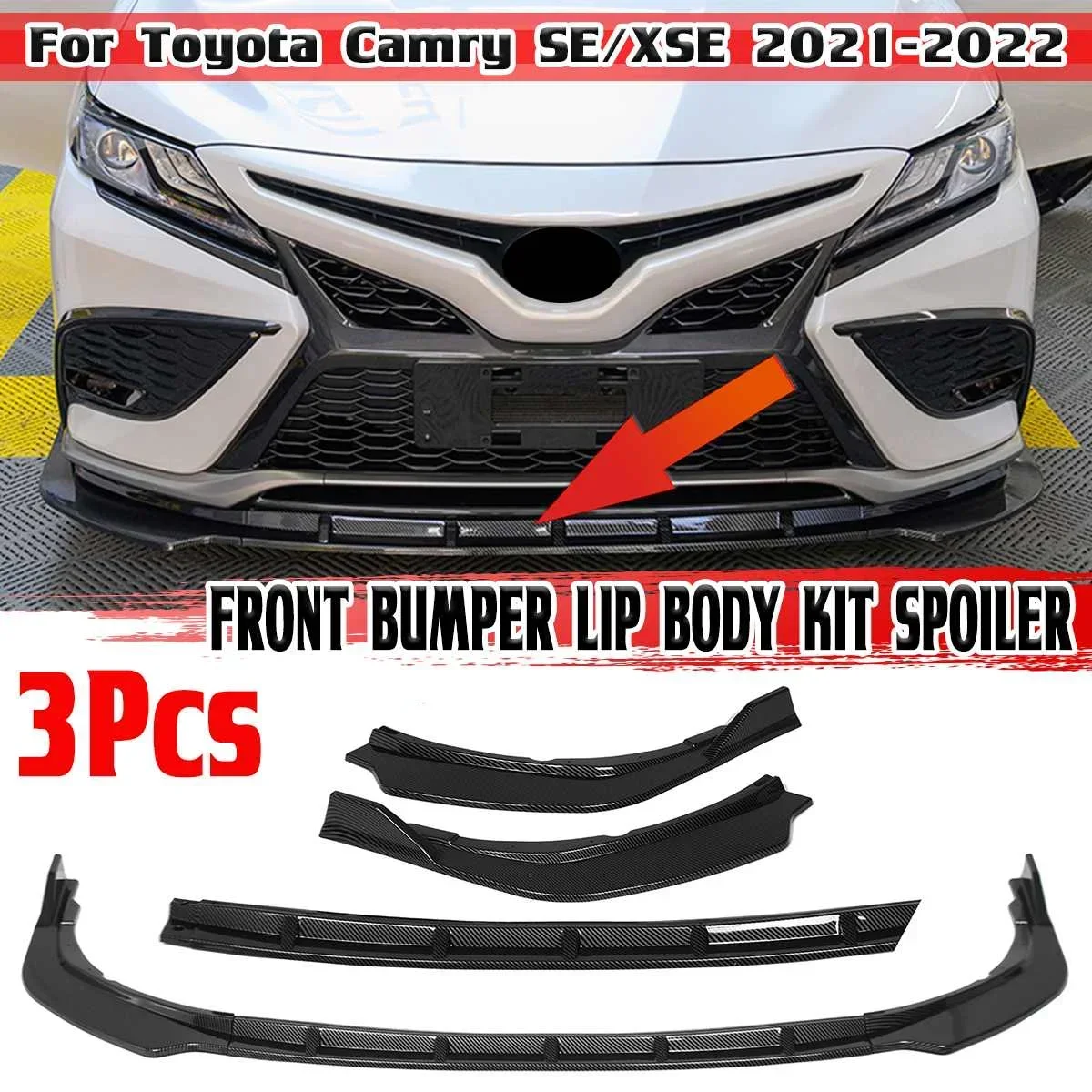 High Quality SE XSE Car Front Bumper Lip Body Kit For Toyota Camry SE XSE 2021-2022 Spoiler Deflector Lips Fins Guard Cover