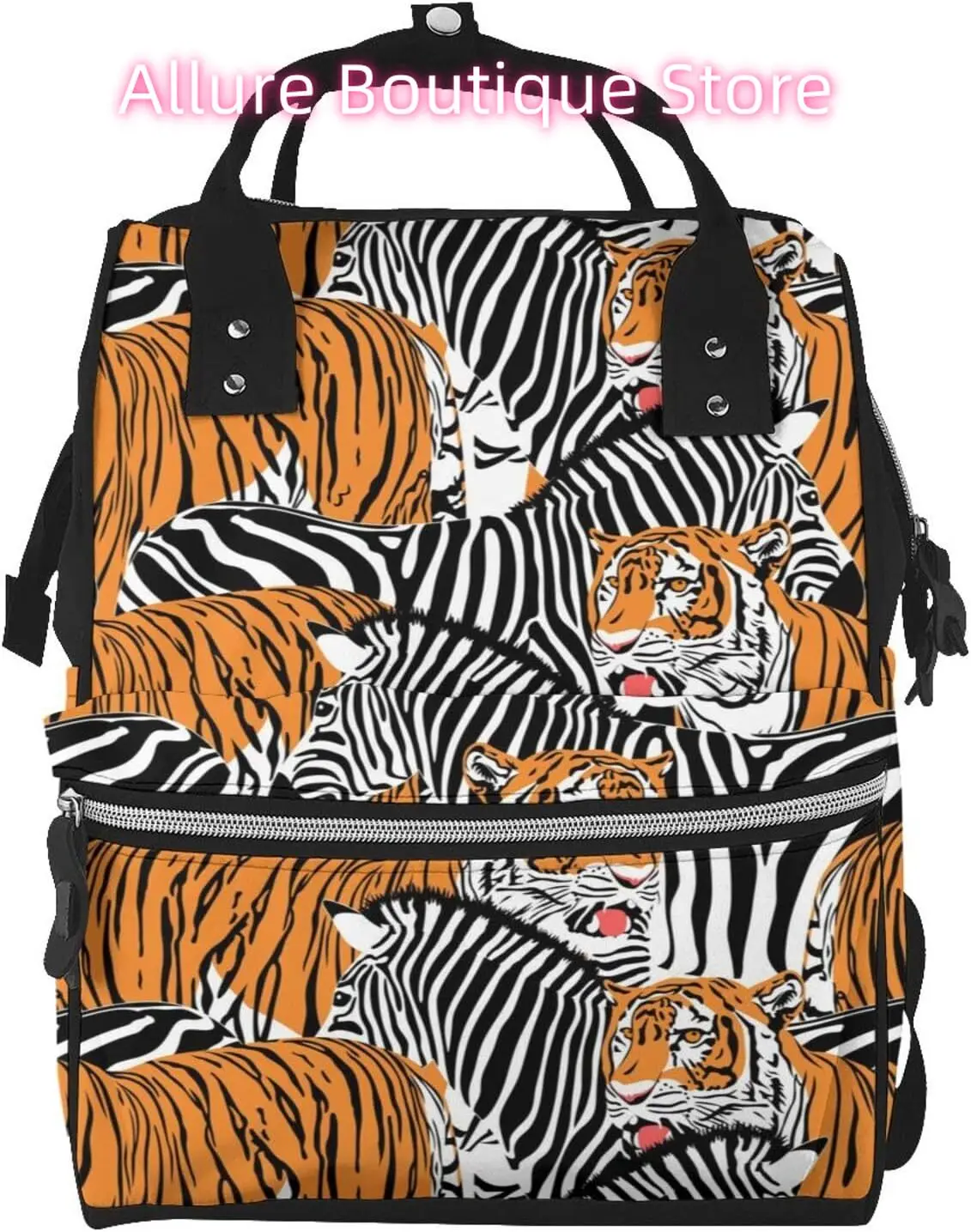 

Zebra Tiger Diaper Bag Backpack for Women Large Capacity Nappy Bag Multifunction Waterproof Mummy Backpacks for Mom Dad Essentia