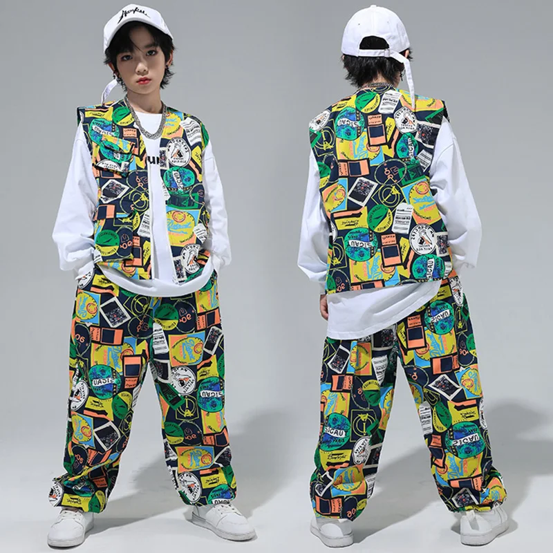Kinder Hip Hop Tanz Kostüm Mädchen Jazz Performance Kleidung Jungen Trommel Street Dance Weste Hosen Mode tragen Bühnen anzug bl12065