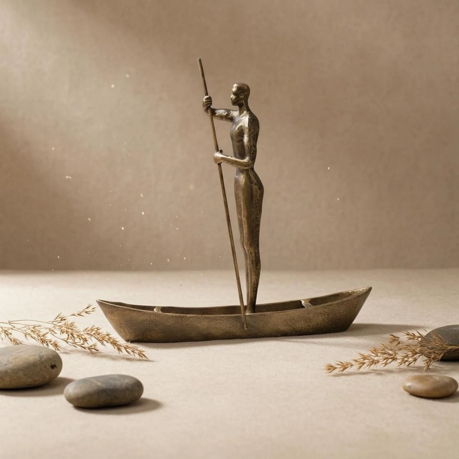 

Rowing Ornament Cast Aluminum Rower Statue House Decoration Metal Holiday Decor Long-Lasting