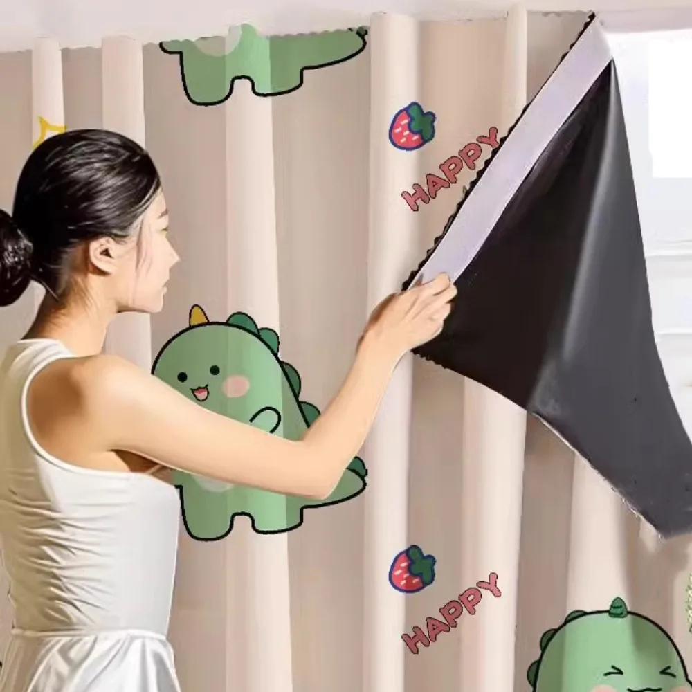 

Cartoon Patterns Blackout Curtains Waterproof Thickened Self-Adhesive Curtains Thermal Insulated Light Blocking Blackout Drapes