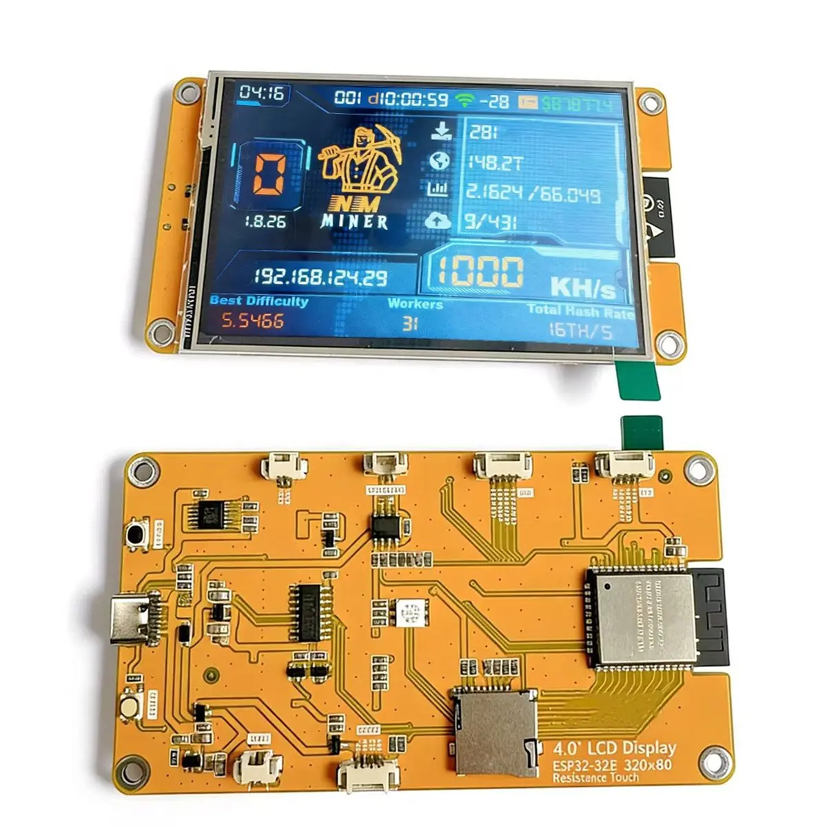 [VALUE PACK]1000KH/S + Hashrate Miner 4inch Smart Display Crypto Solo Lottery Bitcoin -032 Board