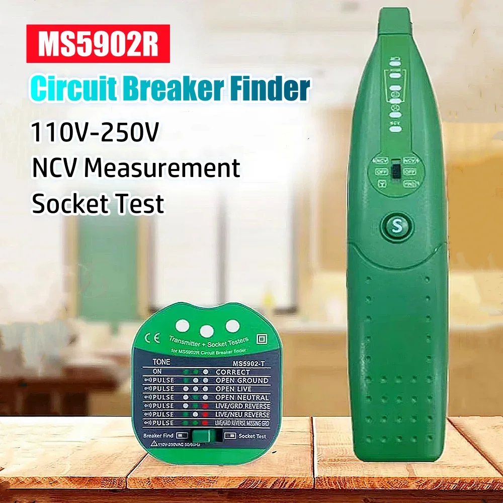 MS5902R Circuit Breaker Finder Automatic Socket Tester Wire Short Circuit Fuse Detector Zero/Fire Line Discriminator AC110V-250V