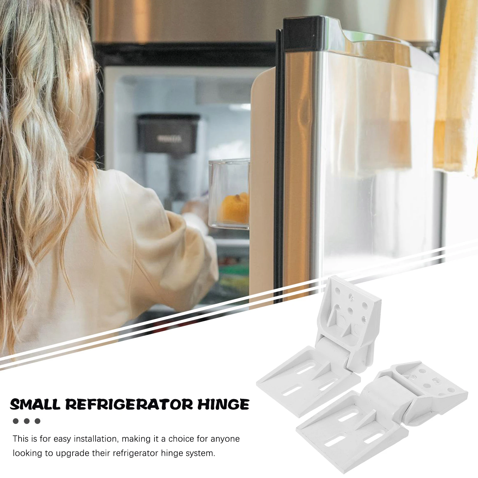 

2 Pcs Plastic Fridge Hinges for Mini Refrigerator Doors 95°-110° Adjustable Foldable Replacement Parts Hardware