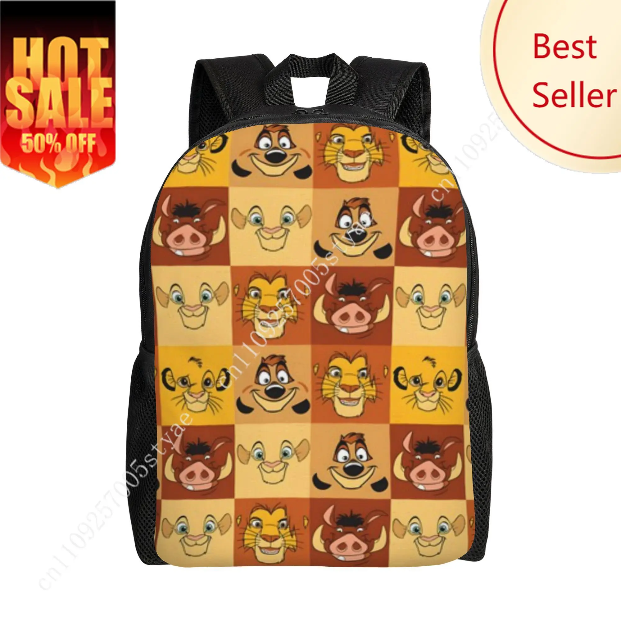 Mochila clásica Simba con dibujos animados de Disney, bolsas de tela decorativas, diseña tu foto, logotipo, texto, fiesta, vacaciones, regalos personalizados, el Rey León