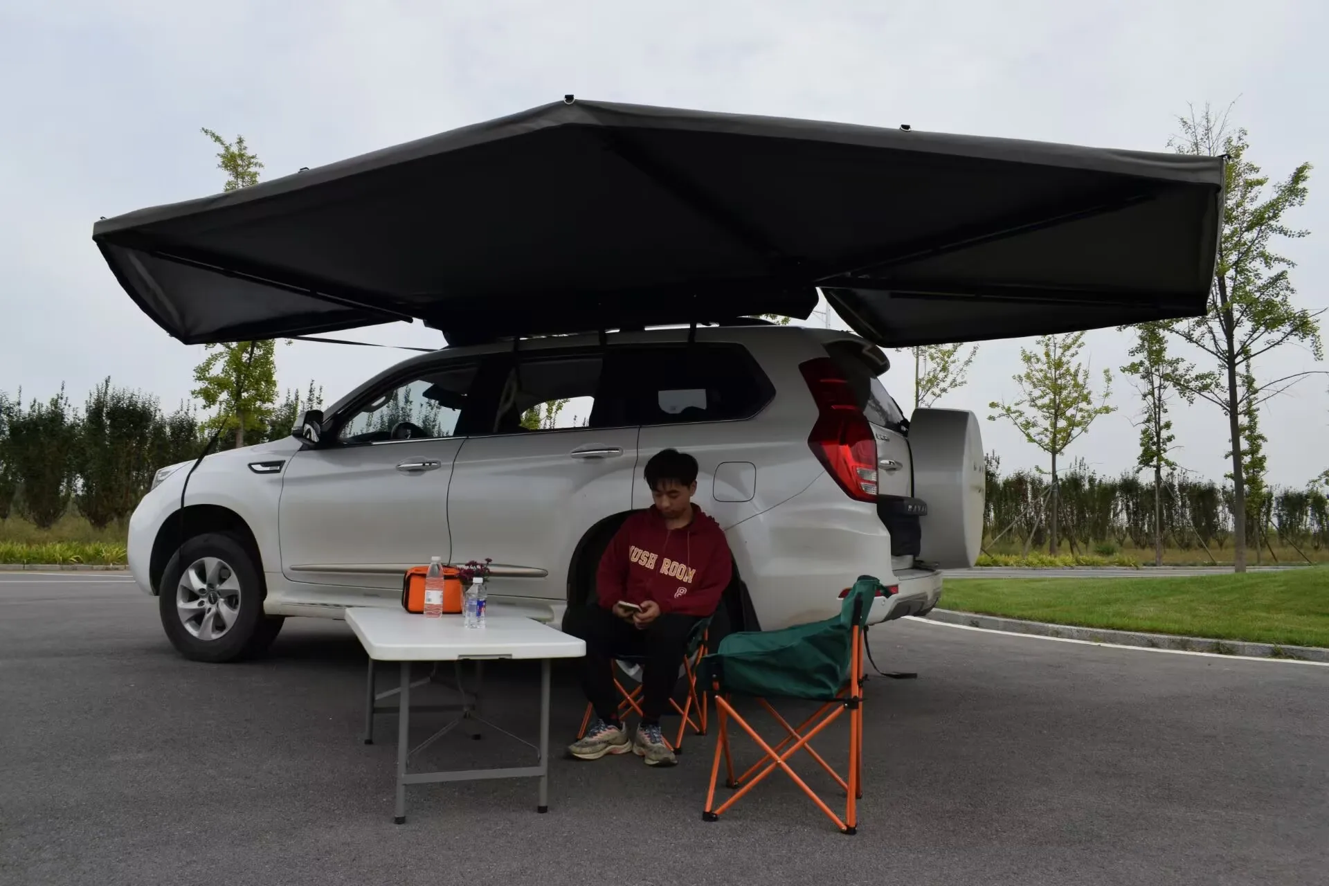 180+270 Degree Frameless Free Standing Fan Shaped Camping Tent Folding Camping Tent