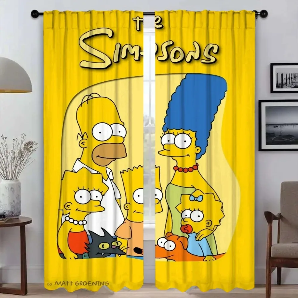 

Cartoon Simpson's one living room bedroom curtain high blackout home décor 2pcs, gift for boys and girls