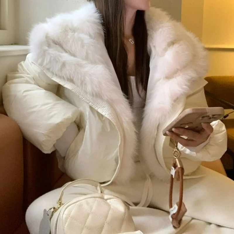 

2025 Winter New Oversized Fur Collar Fur Down Jacket Short Casual Fashion Versatile Coat