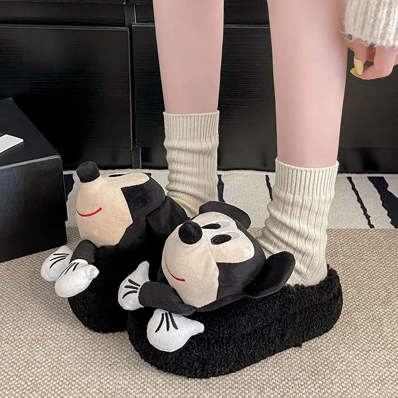 

cartoon anime Three dimensional cartoon Mickey cotton slippers, 2026 autumn and winter new style, with plush warm home shoes