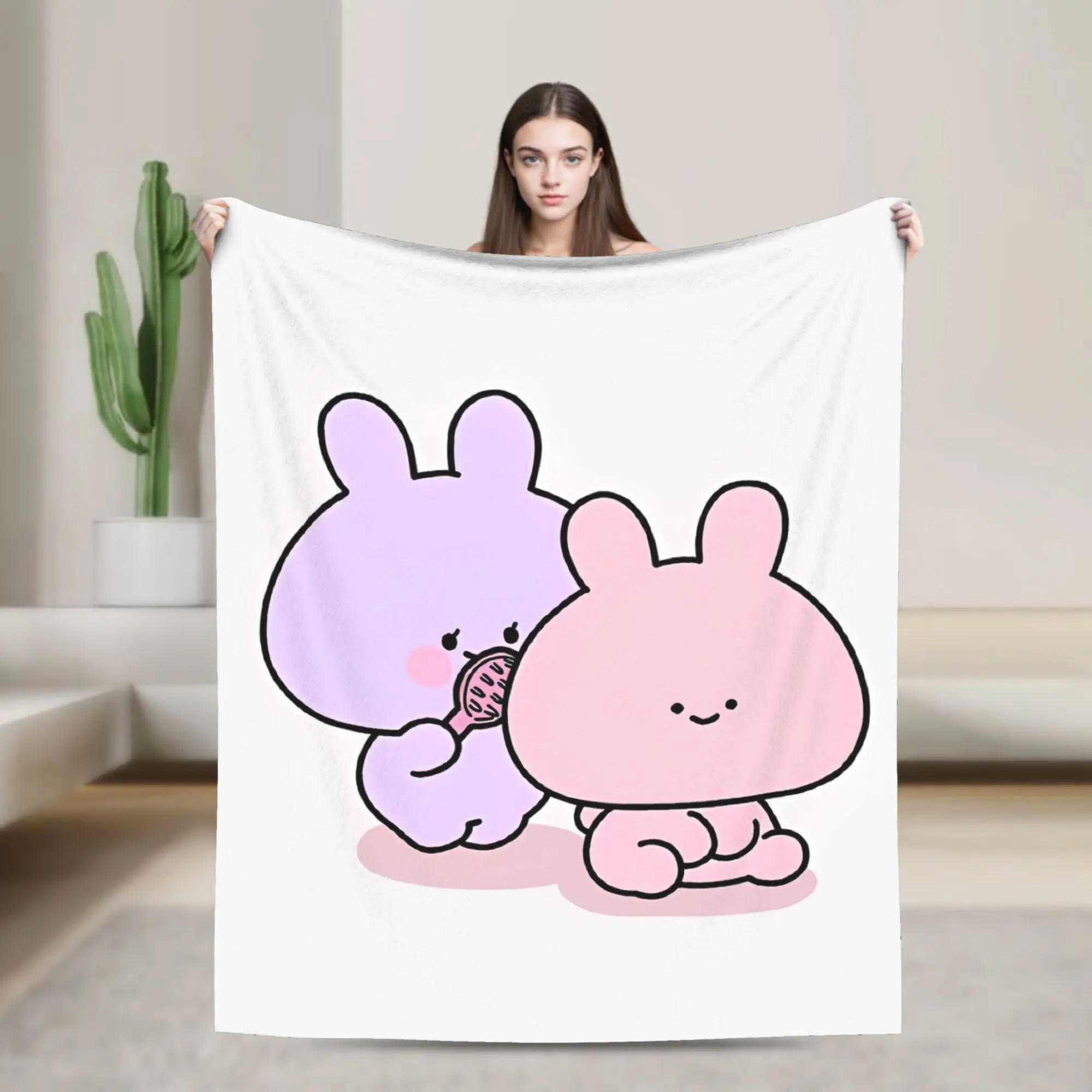 

Asamimichaan Cute Asamimi Knitted Blankets Flannel Soft Throw Blankets for Outdoor Travel Bed Rug