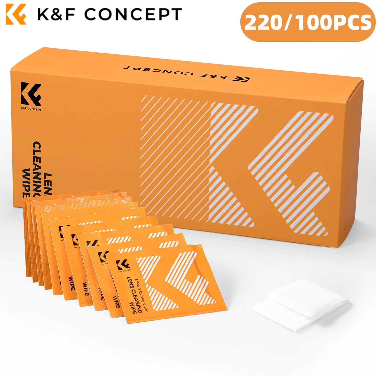 K&F CONCEPT 220PCS/100PCS Lens Cleaning Wipes Anti Fog Glasses Cleaning Wet Wipes for Camera Lens,Eyeglasses,Phone PC Screen