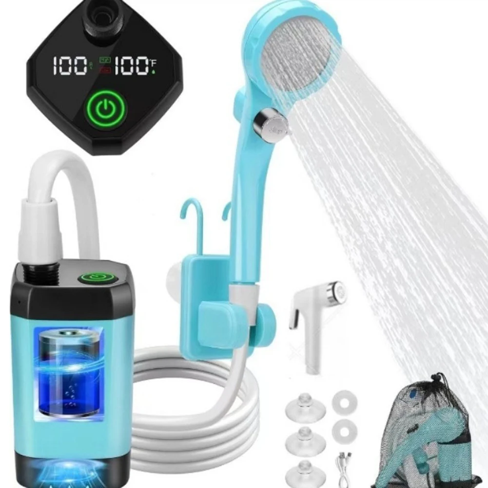 

Регулируемый по давлению наружный душ с цифровым дисплеем, съемным фильтром, креплением на присоске и 4 режимами распыления