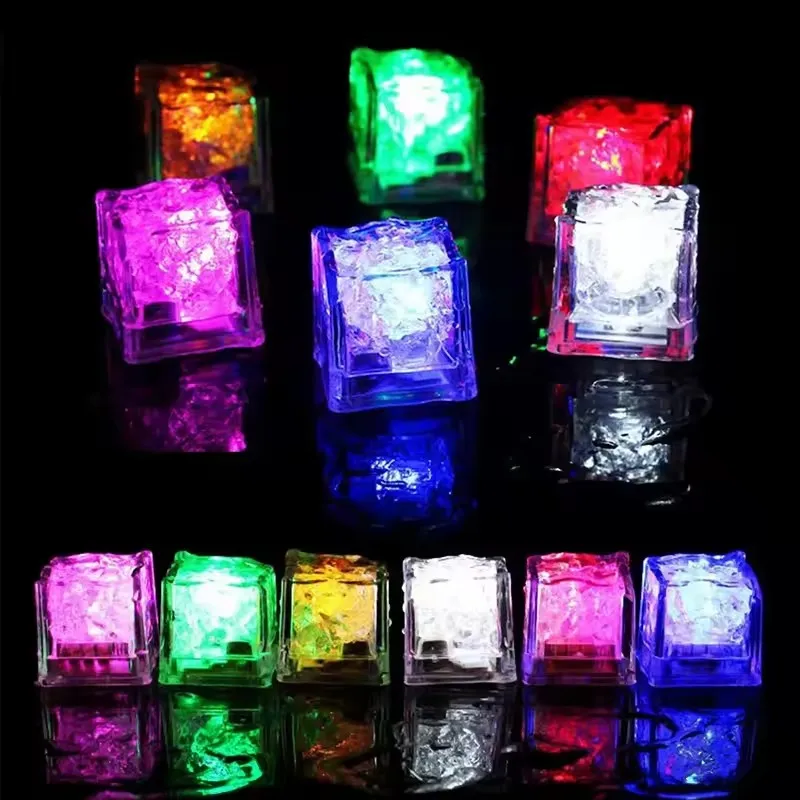 12pcs Led Ice Cube Waterproof Multicolor Flashing Glow in The Dark Ice Cube for Wedding Party Wine Bar Drinking Atmosphere Decor