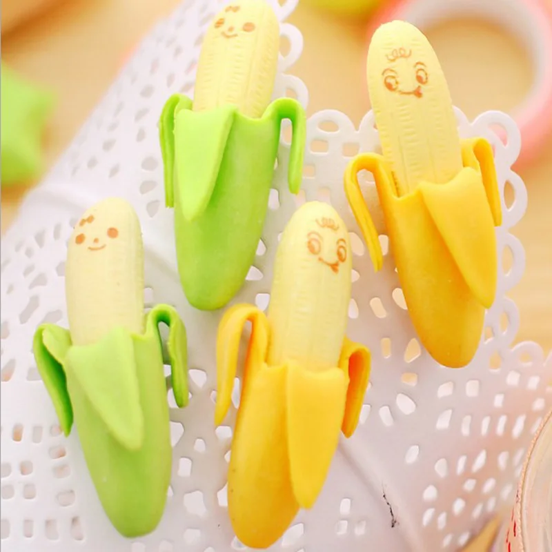 Juego de Borradores con Forma de Fruta de Dibujos Animados Kawai, Material Escolar de Oficina, Premios para Estudiantes de Primaria, Borradores de Plátano Lindos para Niños, Venta al por Mayor