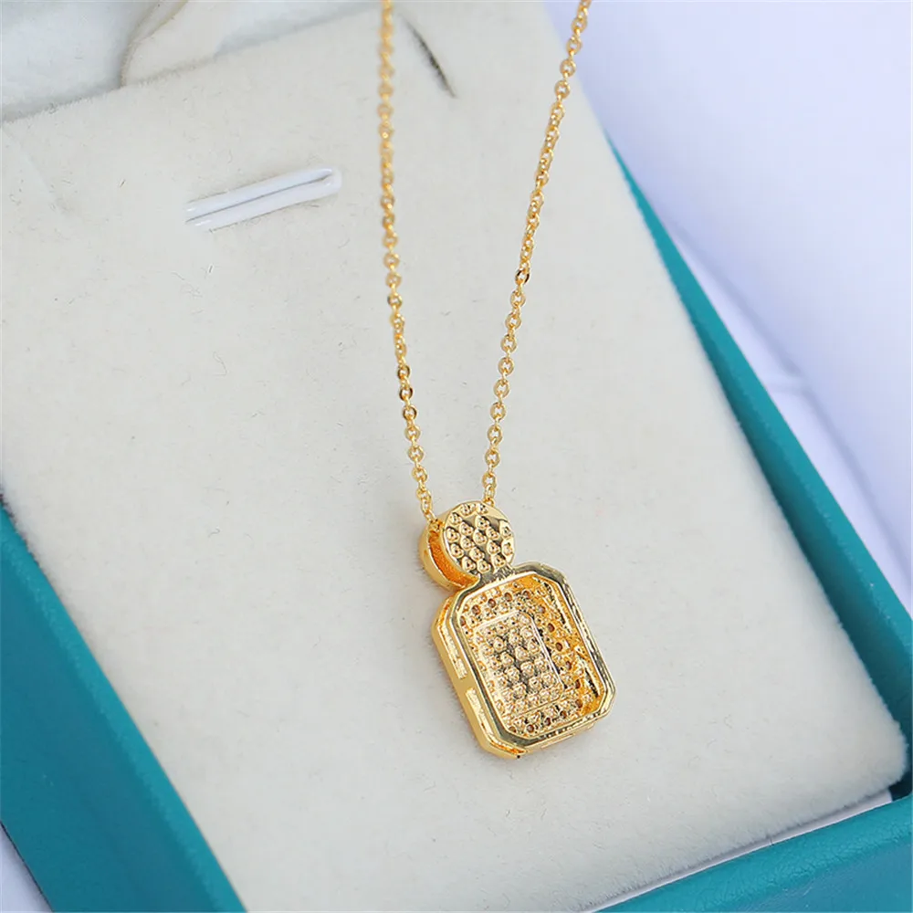 Domestic 14k Gold Plated Color-preserving Inlaid Zircon Geometric Simplicity Pearl Necklace Pendant DIY Accessories Female