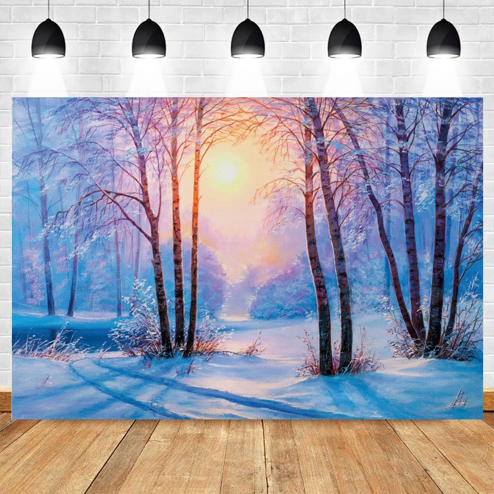 Winter Wonderland Backdrop Snow Forest Mountain Natural Landscape Kid Adult Portrait Photography Background Photo Studio Props