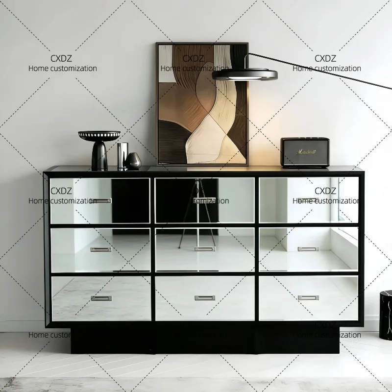 XXBauhaus nine-chest cabinet, stainless steel mirror chest of drawers