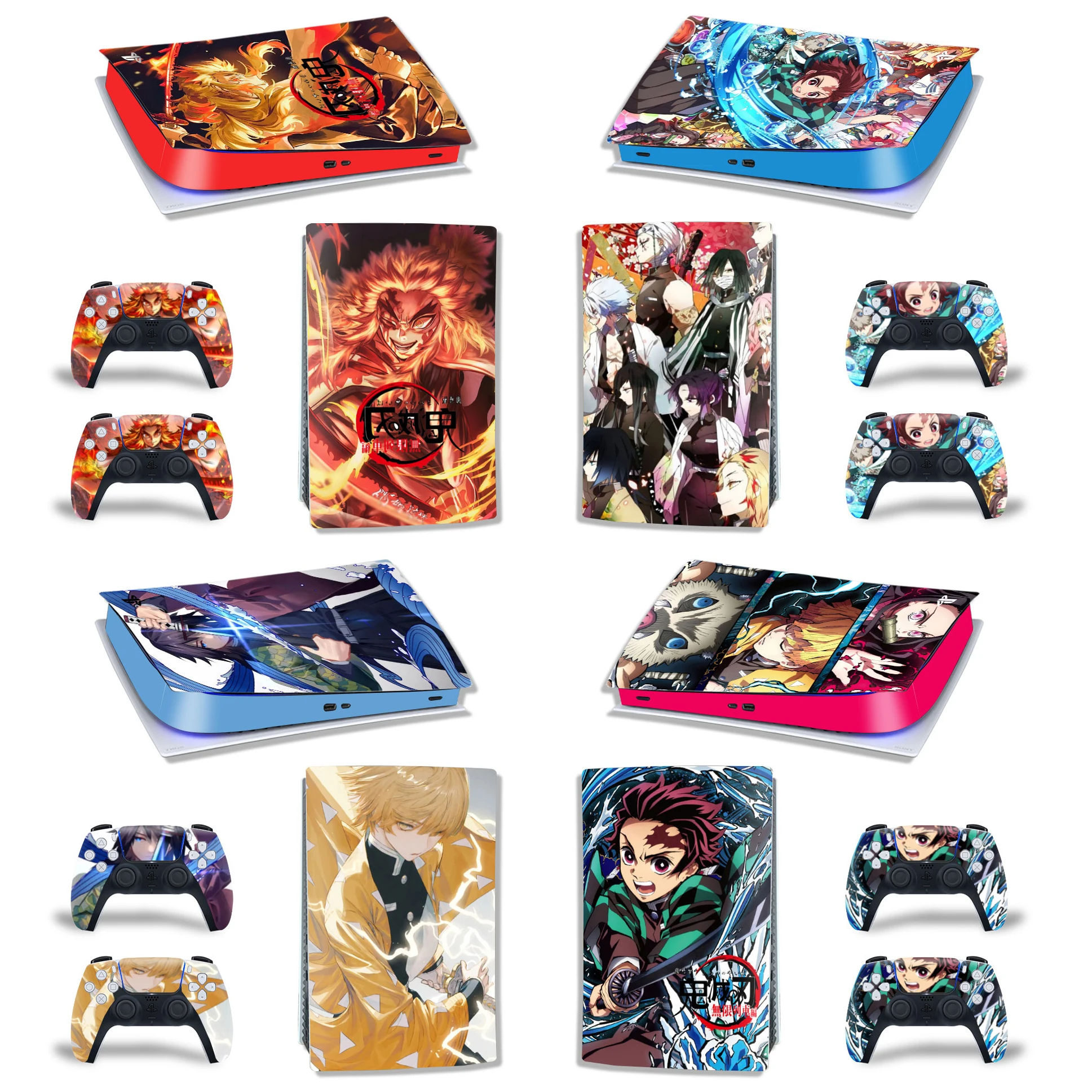 Demon Slayer Tanjiro PS5 Digital Edition Skin Decal Cover for PlayStation 5 Console and 2 Controllers PS5 Skin Sticker Vinyl