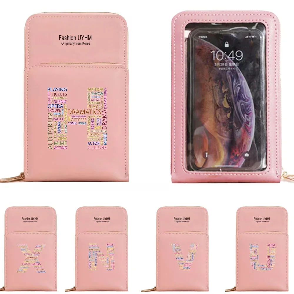 Phone Bag For IPhone 13 12 11 Pro Max X XS Samsung Xiaomi Huawei Messenger Bag Mobile Wallet For Women Clutches Text Series