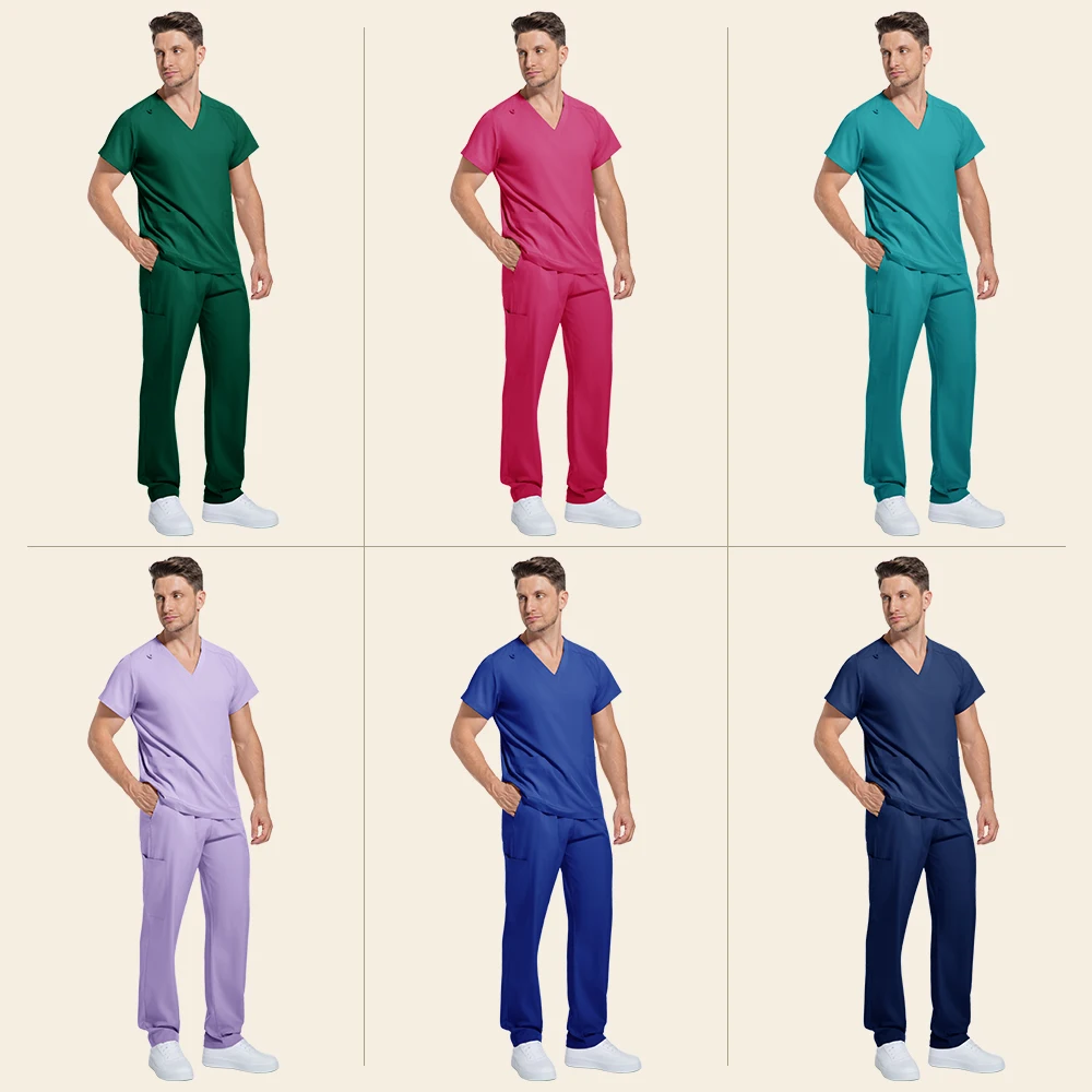 ナース V ネックスクラブ制服ユニセックススクラブジョガー看護師アクセサリー速乾性病院制服看護用品作業服男性