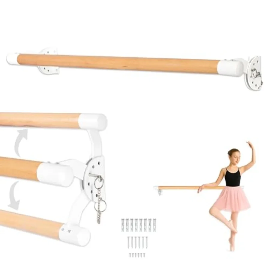 

Ballet Barre Bare for Home - Wood Adjustable Wall Mount Ballet Bar Dance Equipment for Barre Workout Ballet Stretching Powderco