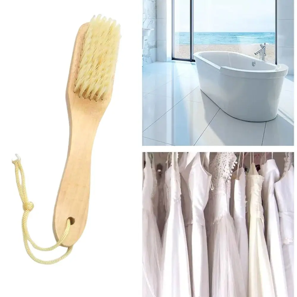 Soft Wool Wooden Handle Shoe Washing Brush Comfortable Handle Cleaning Brush Hanging Hole Bathtub Brush Hat Brush Soft Brush