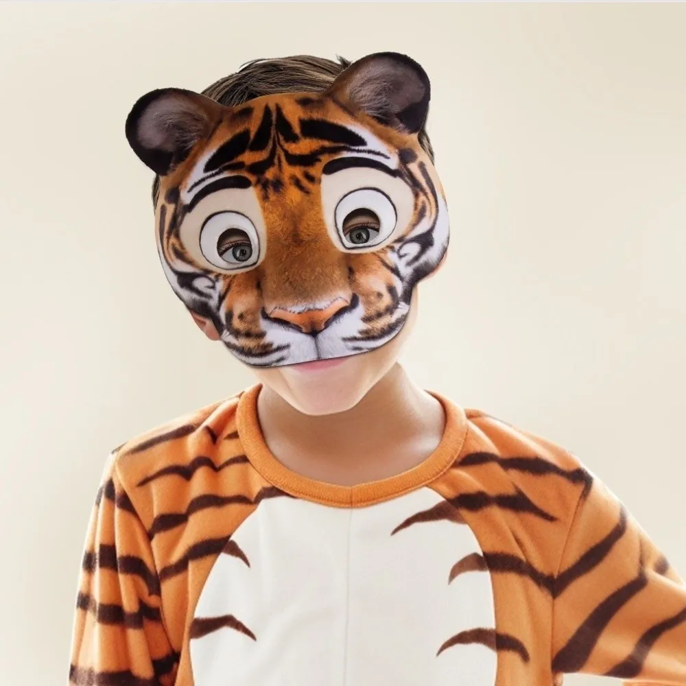 

Funny EVA Halloween Mask Leopard Party Props Animal Mask Half Face Cosplay Supplies Tiger Plush Mask Masquerade