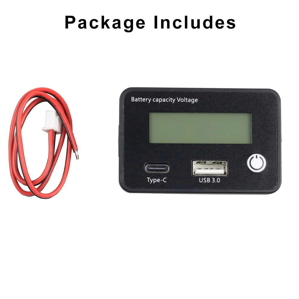 Imagem -04 - Tensão Capacidade Nível Indicador Tester Medidor Voltímetro Usb Tipo-c Car Charger 12v 24v Li-ion Chumbo-ácido Lifepo4 Bateria Qc3.0