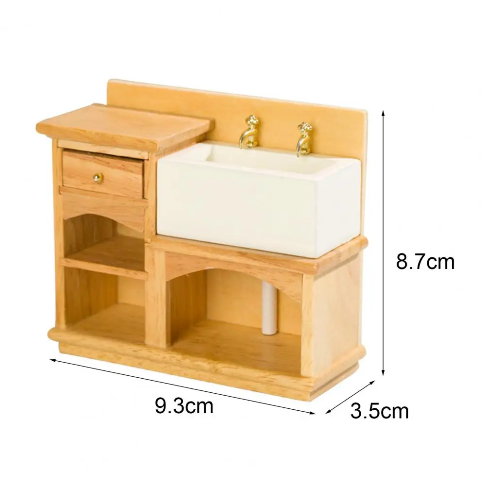 1/12 Dollhouse Miniature Furniture Realistic Bathroom Scene Mini Compact Fine Workmanship Wooden Washstand