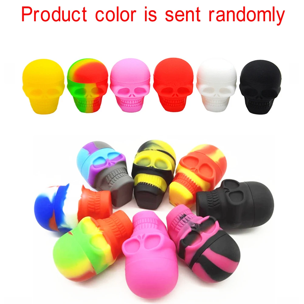 10Pcs Silicone Container Skull Shape 3ml Storage Oil Jar Box Nonstick Wax Portable KitchenTobacco Smoking Smoke Accessories