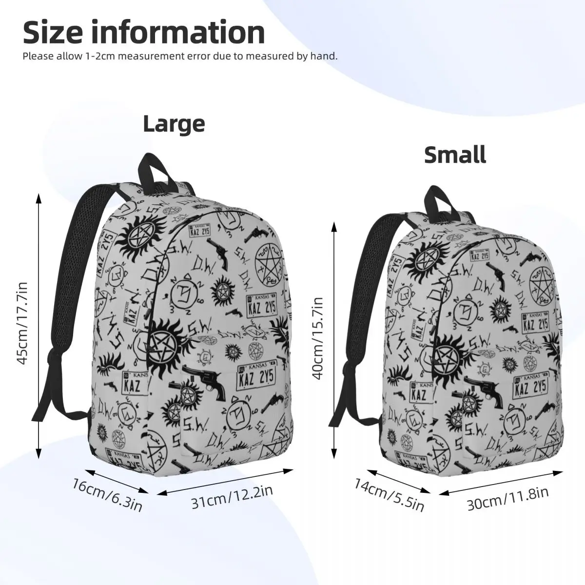 Supernatural Winchester Symbols Fashion Backpack Sports Student Hiking Travel Daypack for Men Women Laptop Computer Canvas Bags