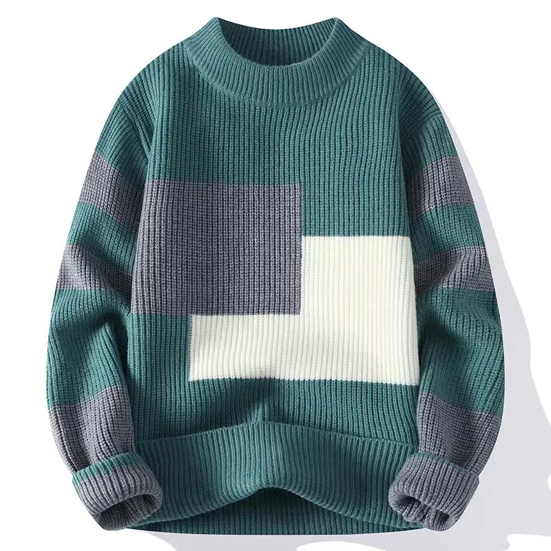 Round Neck Sweater Winter Thickened Loose Vintage Knit Sweater for Men