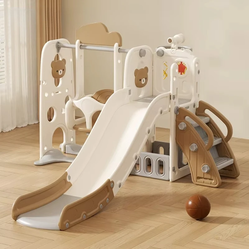

Cartoon Bear Children's Playground Baby Kid Indoor Play House Home Plastic Toys Swing with Slide for Kids