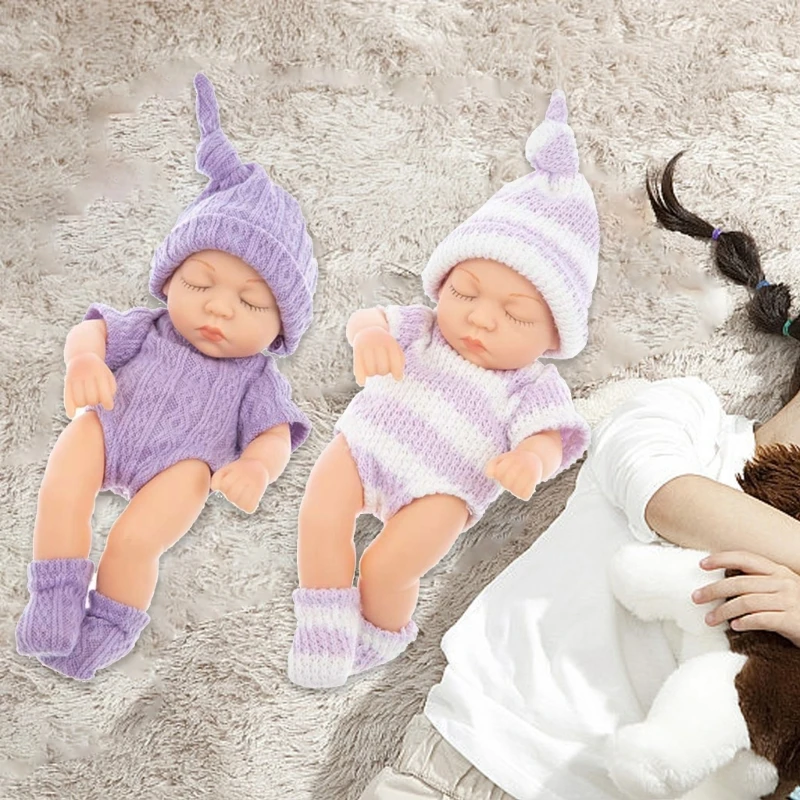 Set of 2 High Simulation Vinyls Sleeping Baby with Soft Texture for New Parent Realistic Washable Reborns Baby