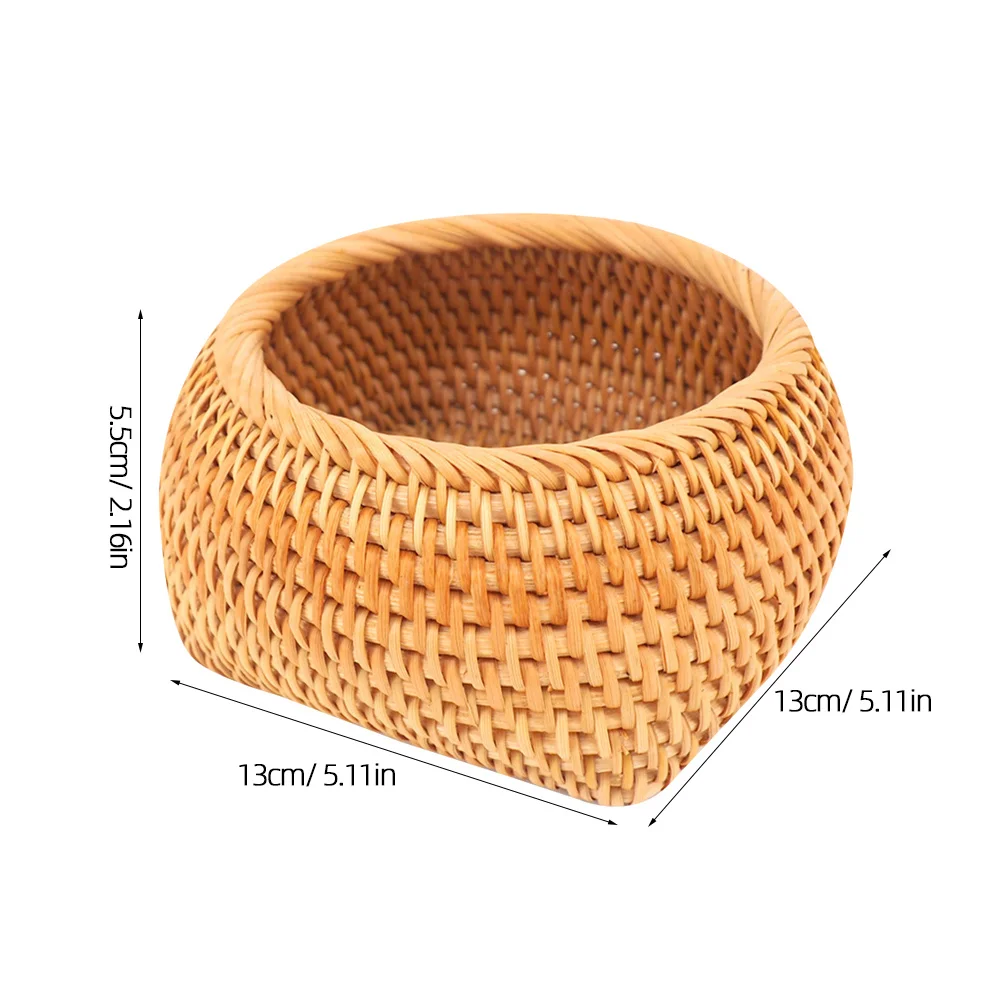 1pc Rattan Woven Storage Box Portable Tea Cake Basket Handmade Snack Container Natural Dried Fruit Plate For Home Party Gift