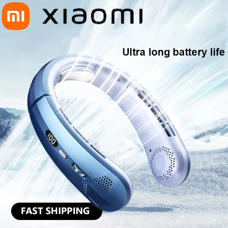 

Xiaomi 8000 мАч USB подвесной вентилятор на шею портативный безлопастной мини перезаряжаемый бесшумный светодиодный цифровой дисплей электрический воздухоохладитель портативный