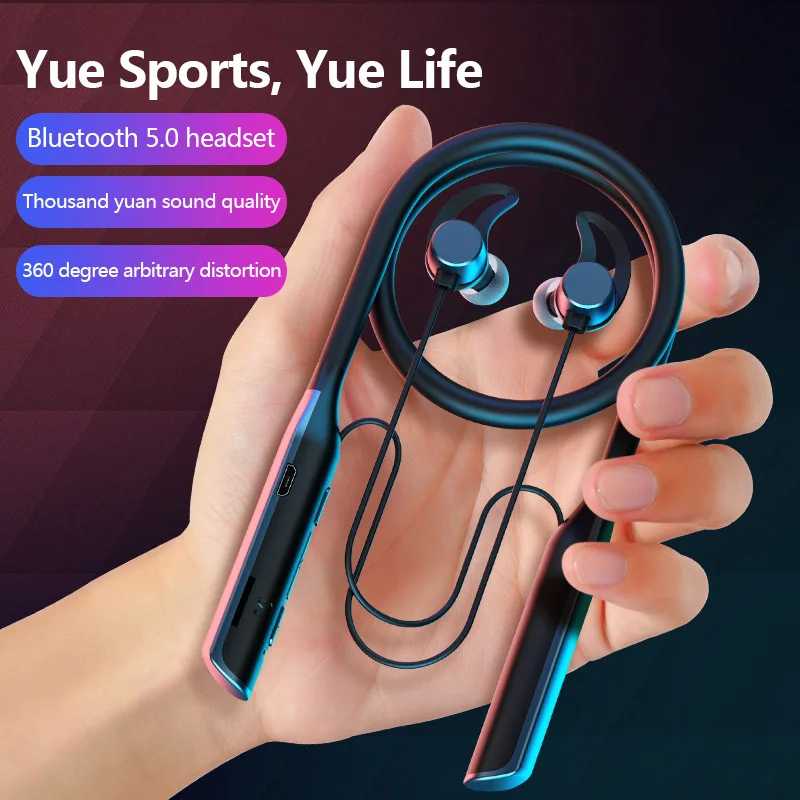Neckband fones de ouvido sem fio bluetooth fone de ouvido com microfone auriculares esporte fone de ouvido sem fio cartão sd
