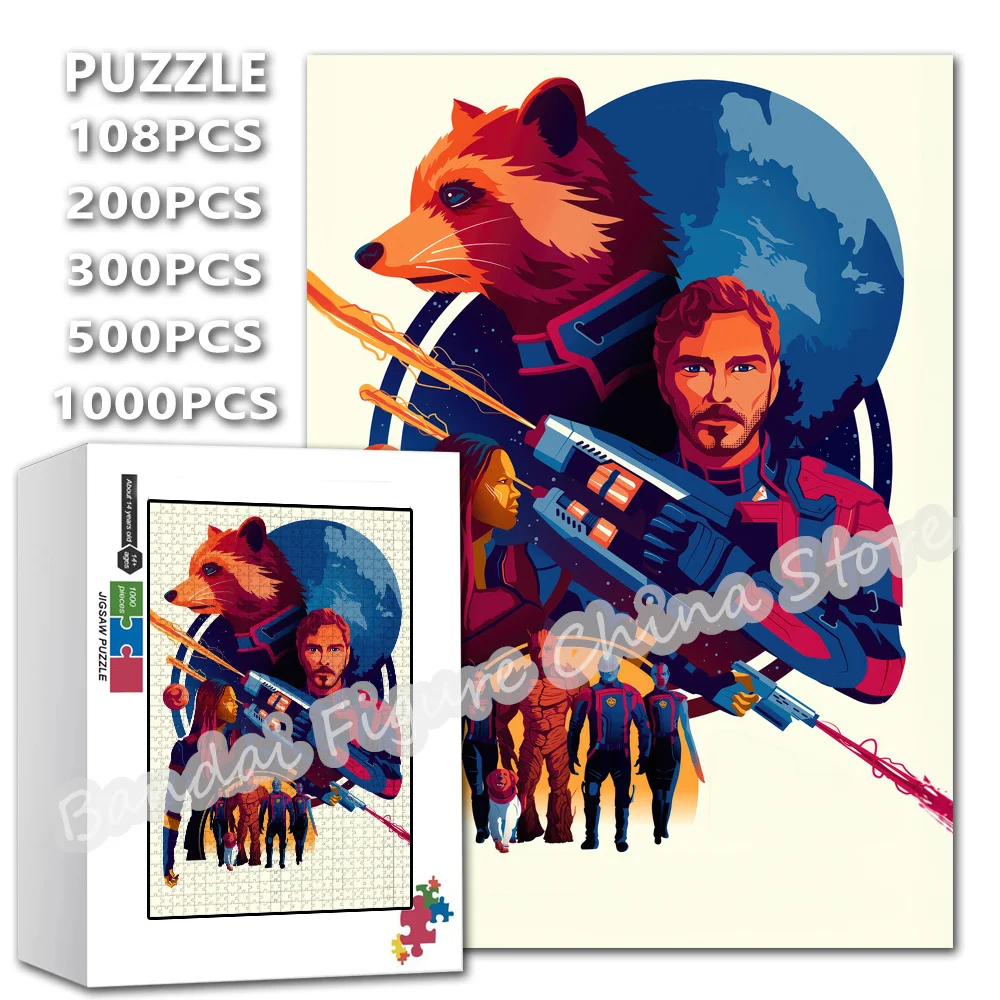 

Пазлы с изображением супергероев Диснея, игрушки для снятия стресса, 108/200/300/500/1000 деталей, пазлы с принтом «Хранители Галактики, том 3», подарки