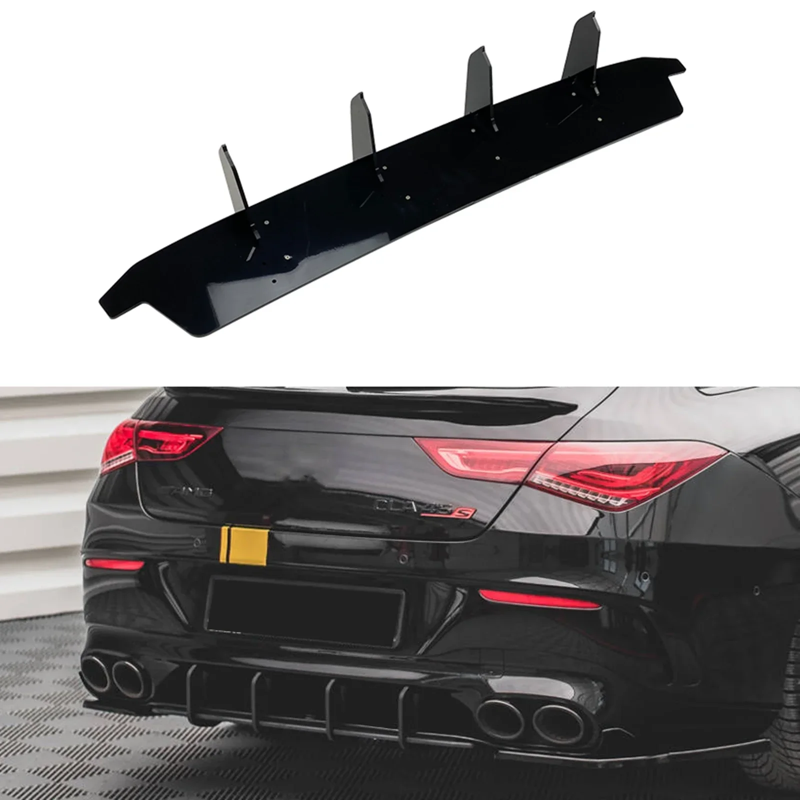 For Mercedes Benz 2020+ CLA Class C118 CLA35 CLA45 AMG ABS Rear Bumper Diffuser Spoiler Splitter Lip Body Kit