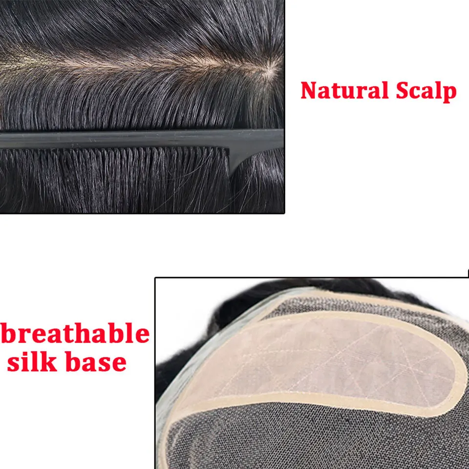 قاعدة الحرير PU مع شعر مستعار الدانتيل الذكور # 1B الرجال الشعر المستعار مستقيم ريمي الشعر البشري الرجال الشعرية الاصطناعية نظام الشعر 4 بوصة طول الشعر #3