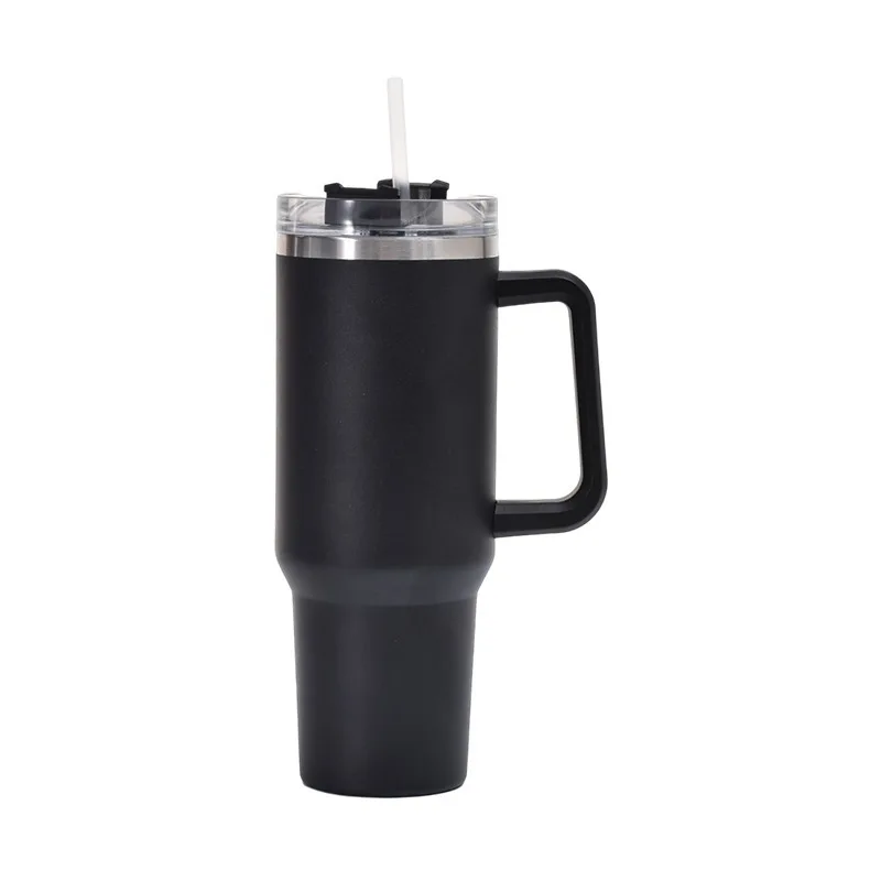 40oz Insulated Cup with Straw Lid and Handle, Stainless Steel Double Wall Vacuum Mug for Hot and Cold Beverages Holiday Gifts