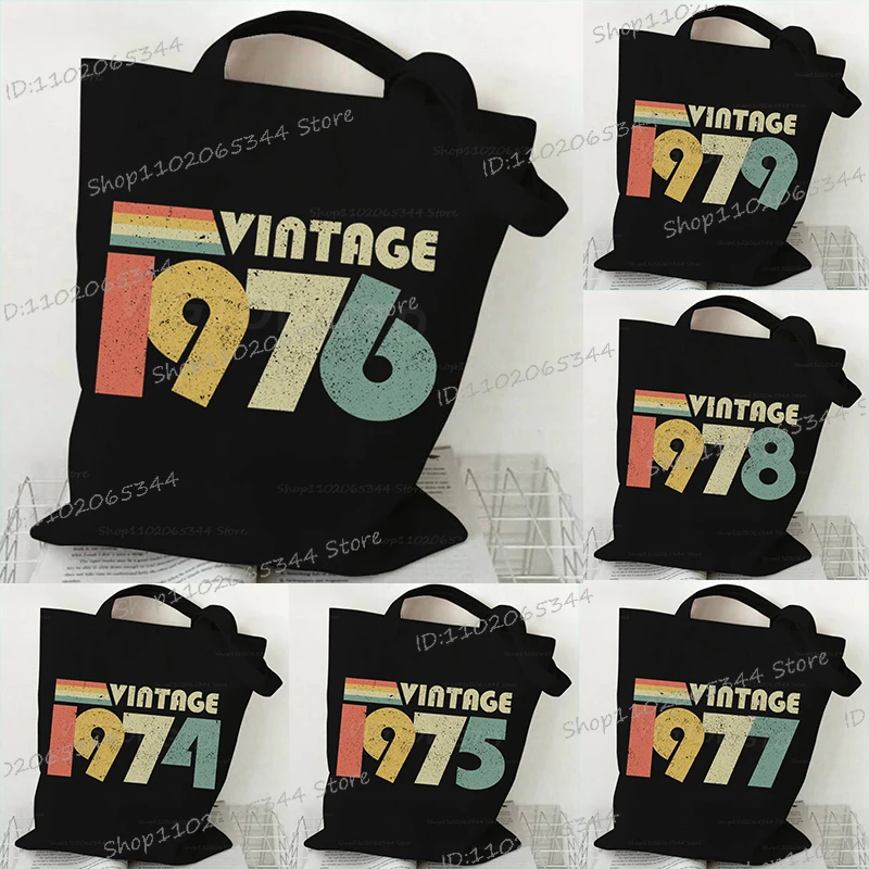 

Новая винтажная сумка 1975 года для женщин и мужчин, модная холщовая сумка на 50-летие, ретро 1970–1999 года, подарки на день рождения, унисекс, сумка на плечо