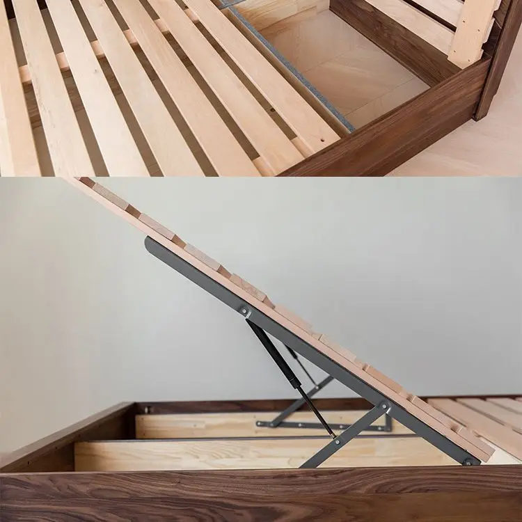 North American, black walnut, storage bed, modern, minimalist, bedroom, high and low box