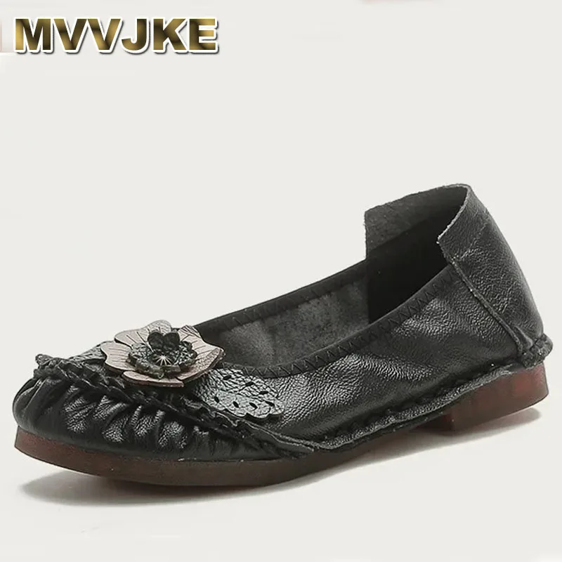

Ladies Luxury Flats Ethnic Style Dressy Shoes Women's Cowhide Leather Flat Shoes Retro Boho Shoes Women Genuine Leather Loafers