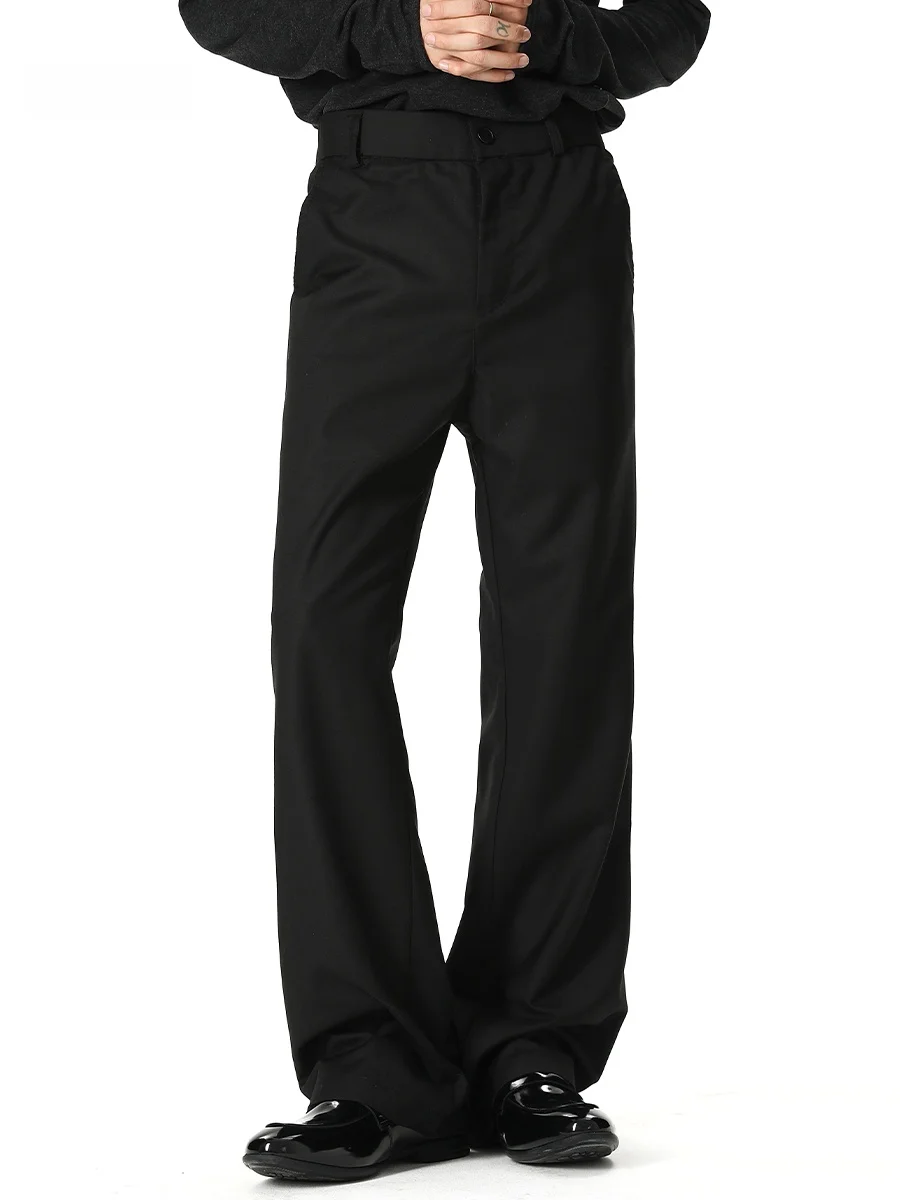 

Мужские брюки в американском ретро-стиле, черные, А-силуэт, расклешенные, осенние, CleanFit, с драпировкой, повседневные, свободные, прямые, широкие штанины