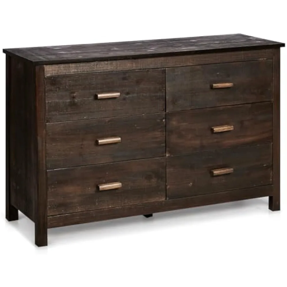 

Vintage 6-Drawer Dresser, Farmhouse Wooden Storage Cabinet, Solid MDF Chest of Drawers for Bedroom, Living Room,