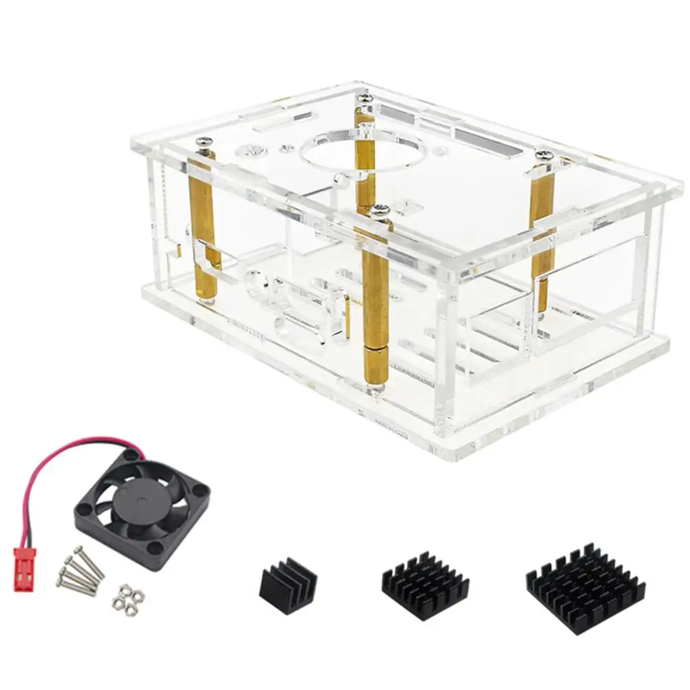 Custodia in acrilico Scheda di sviluppo Scheda madre Shell con dissipatore di calore ventola per guscio protettivo Orange pi 5 Max 120g 1 PZ