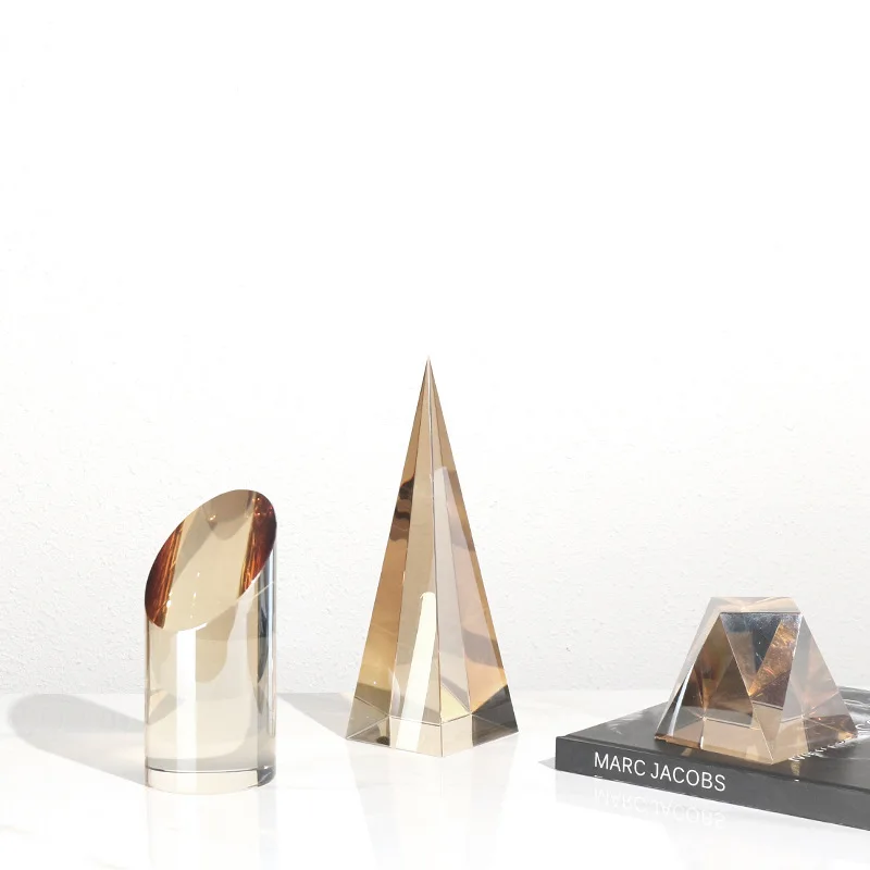 Geometric Transparent Crystal Artwork Sculpture Polyhedral Crystal Statue Desk Decoration Crafts